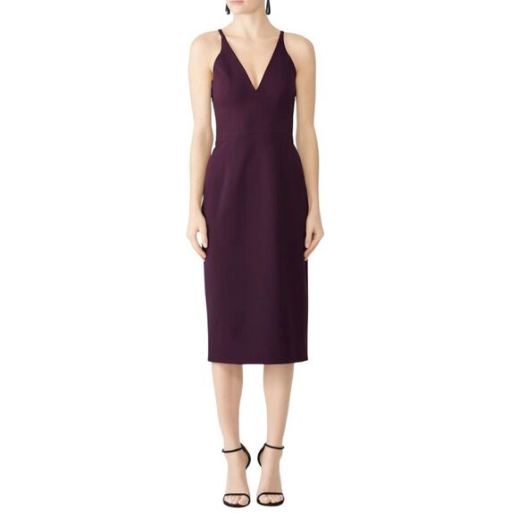 Dress the Population Dresses & Skirts - Dress the Population Plum Lyla Sheath Midi Dress
